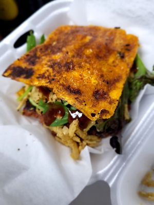 Bunless burger at Juice Me Up Café in North Little Rock