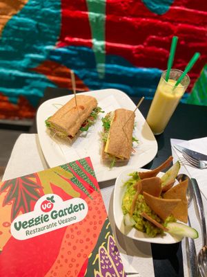 Sandwich, Mango Lassi & Nachos w/ Guacamole. so yummy !  at Veggie Garden - Dels Angels in Barcelona