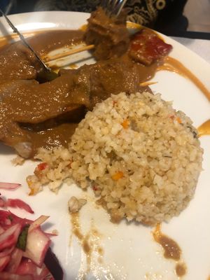 Pincho de seitan y arroz at Veggie Garden - Dels Angels in Barcelona