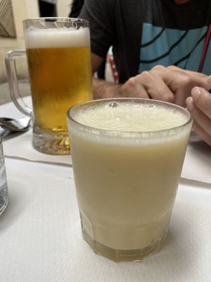 Shake flavor del dia, pineapple banana.  at Veggie Garden - Dels Angels in Barcelona