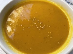 Crema de zanahoria y naranja #Veganuary at Veggie Garden - Dels Angels in Barcelona