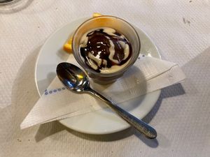 Dessert chocolate cream  at Veggie Garden - Dels Angels in Barcelona