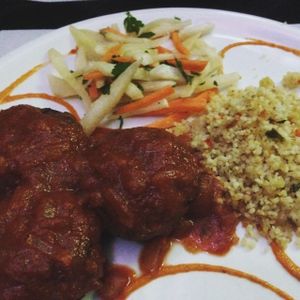 Vegan meatballs at Veggie Garden - Dels Angels in Barcelona