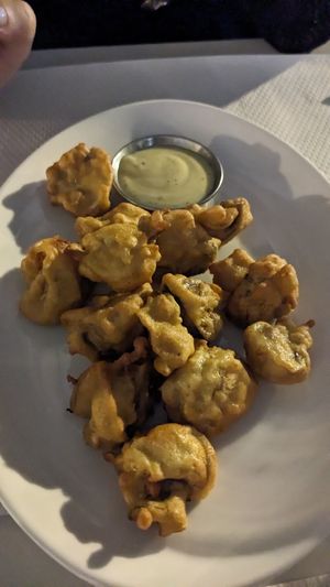 Crunchy mushrooms at Veggie Garden - Dels Angels in Barcelona