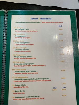 Great vegan milkshake choices at Veggie Garden - Dels Angels in Barcelona