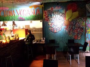 The bar and restaurant at Veggie Garden - Dels Angels in Barcelona