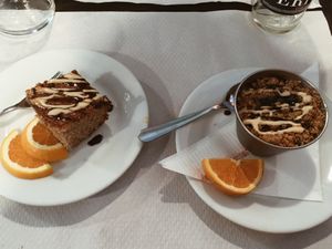 Banana bread and apple crumble - very good at Veggie Garden - Dels Angels in Barcelona