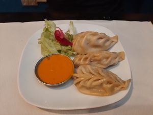 Momo con salsa Katmandú at Veggie Garden - Dels Angels in Barcelona