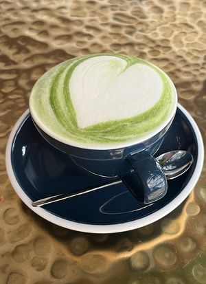 Матча латте на кокосовом  at AfroLab Roastery in Yerevan