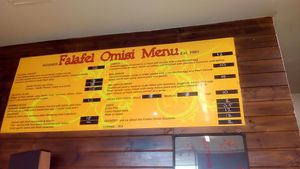 Menu Board at Falafel Omisi in Caulfield