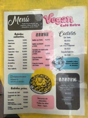 Menu  at Vegan Café Retro in Guatape