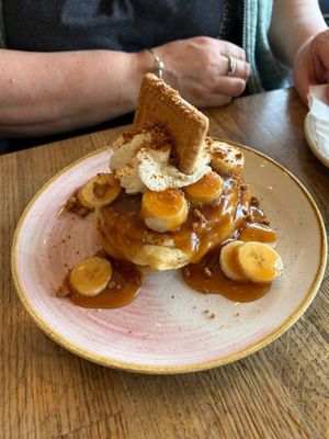 Banoffee Pancakes (again, for reference) at Riverview Kitchen in Durham