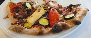 Vegan pizza! Sorry for the horrible picture. It was good! at Filù in Verona