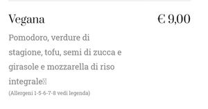 Vegan pizza on the menu at Filù in Verona