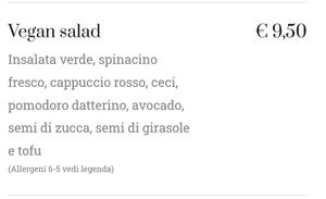 Vegan salad on the menu at Filù in Verona