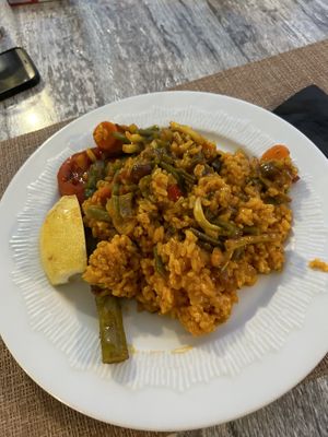 Paella (already vegan)  at Blue Arenal in Menorca