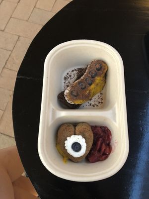 Pastel chocolate and raspberry muffin  at La Selva de los Gatos in Oaxaca