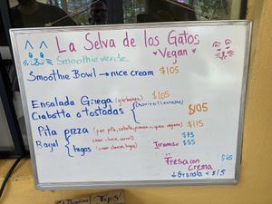 Menu  at La Selva de los Gatos in Oaxaca