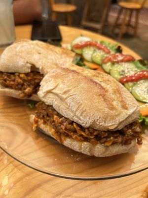 Lentils sandwich  at La Selva de los Gatos in Oaxaca