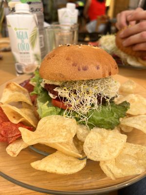 burger! bomb cheese  at La Selva de los Gatos in Oaxaca