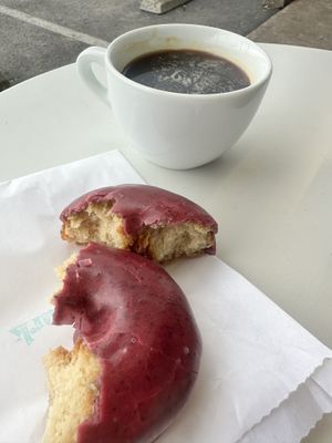 Americano and vegan blueberry donut   at East Park Donuts and Coffee in Nashville