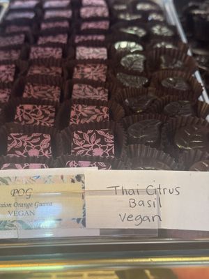 POG - Passion fruit, orange & guava & Thai citrus basil truffles  at Sweet Paradise Maui in Kihei