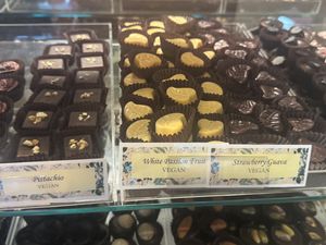 Pistachio, white passion fruit & strawberry guava truffles  at Sweet Paradise Maui in Kihei