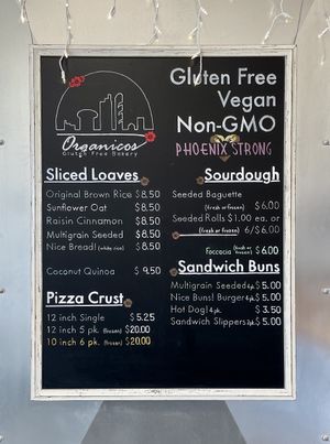 Sign  at Organicos Bakery in Phoenix