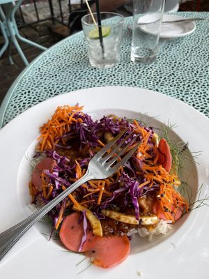 Jackfruit bulgogi.  It was delicious.  A little too spicy for us though   at Ipanema in Richmond