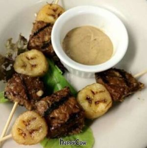 Banana and tempeh satay with peanut/coconut sauce at Ipanema in Richmond