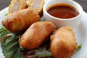 Vegetarian corndogs with rootbeer bbq sauce at Ipanema in Richmond