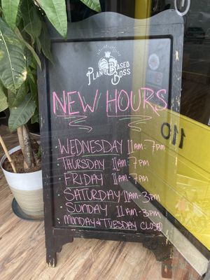 Check Hours May 2023  at Plant Based Boss in Hickory