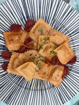 Heaven! Best Vegan Ravioli!  at Träumeria Son Moll & Lounge in Mallorca