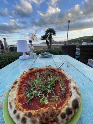 vegan Pizza with sprouts  at Träumeria Son Moll & Lounge in Mallorca