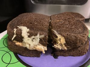 Vegan tempeh Reuben  at Harrison Street Cafe in Richmond