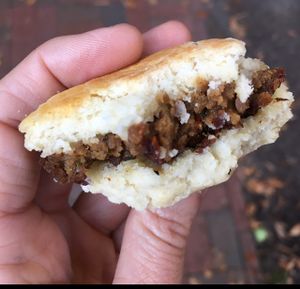 vegan vegan sausage biscuit  at Harrison Street Cafe in Richmond