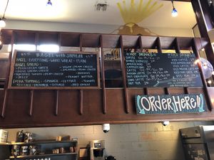 Bagel and drinks menu  at Harrison Street Cafe in Richmond