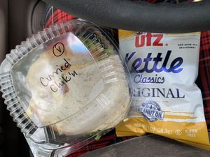 Nice to be able to just grab a chikn salad sandwich and chips on the go!! So yummy :) at Harrison Street Cafe in Richmond