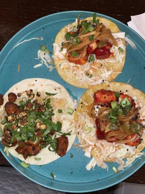(Left) Veganuary special carrot taco, (2 on right) KFT #Veganuary at Wild Taco in Denver