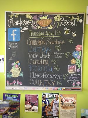 bread menu changes daily  at Charleston Bread in Charleston