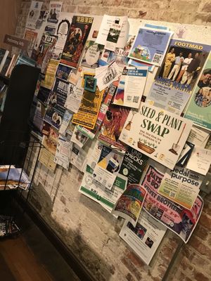 great community bulletin board in the back  at Taylor Books in Charleston