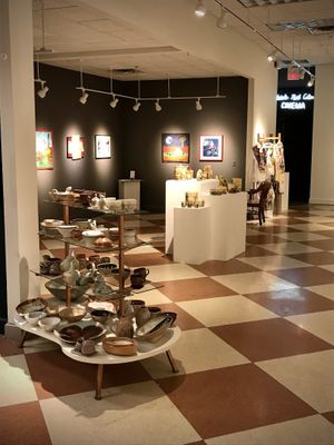 art gallery and small independent film theatre in basement   at Taylor Books in Charleston