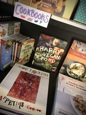 vegan books : )  at Taylor Books in Charleston