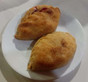Cabbage piroshki and beet piroshki at Govinda's Healthy Cafe in Ulaanbaatar