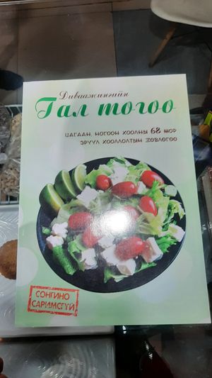Vegan cookbook at Govinda's Healthy Cafe in Ulaanbaatar
