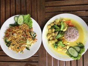 Mie Gorang and Nasi Kare - both very very tasty - and so cheap!! at Tasty Vegan in Seminyak