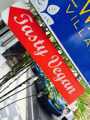 The place is inside a small street so you can follow this sign  at Tasty Vegan in Seminyak