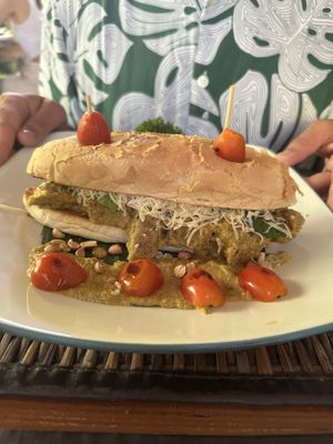 Curried hotdog   at Tasty Vegan in Seminyak