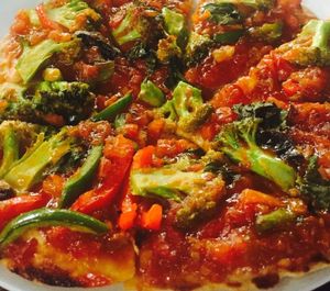 The pizza, very tasty but without vegan cheese, but doesn't matter after you taste it you'll forget about the cheese  at Tasty Vegan in Seminyak