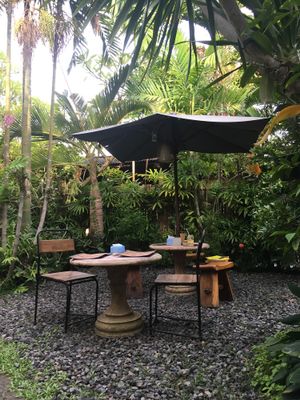 Seats outside at Tasty Vegan in Seminyak